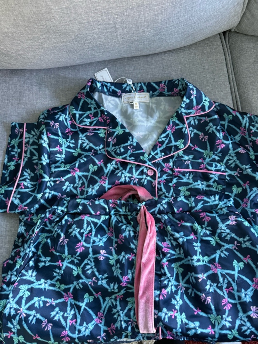 Simply Southern Navy Floral Top with Pink Accents